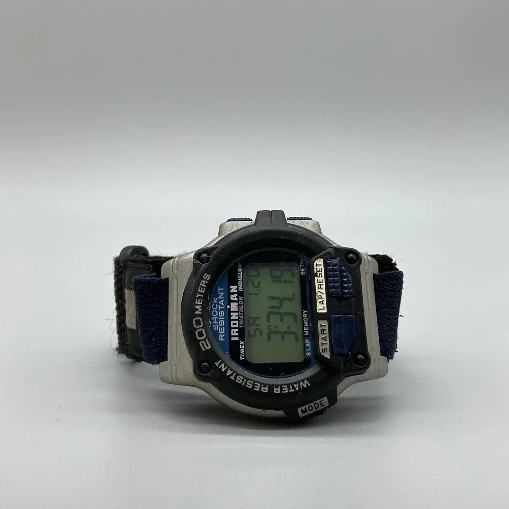 Timex Ironman Triathlon Mens Watch 43mm Green Digital Nylon INDIGLO New Battery